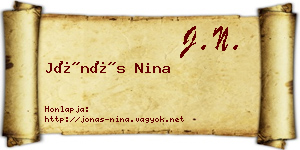 Jónás Nina névjegykártya